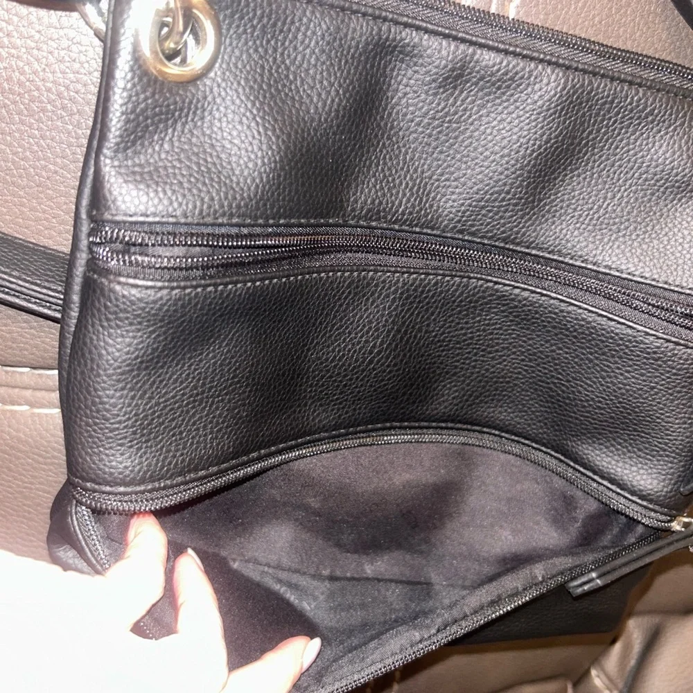 Rosetti Black Leather crossbody/Shoulder Bag with Adjustable Strap